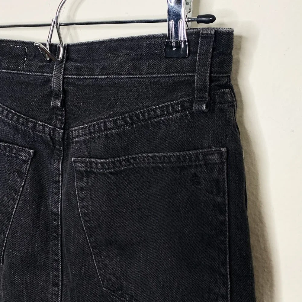 rag & bone Anna Raven Black Raw Hem Full Zip Front Mini Skirt Denim Size 24 - Picture 7 of 12